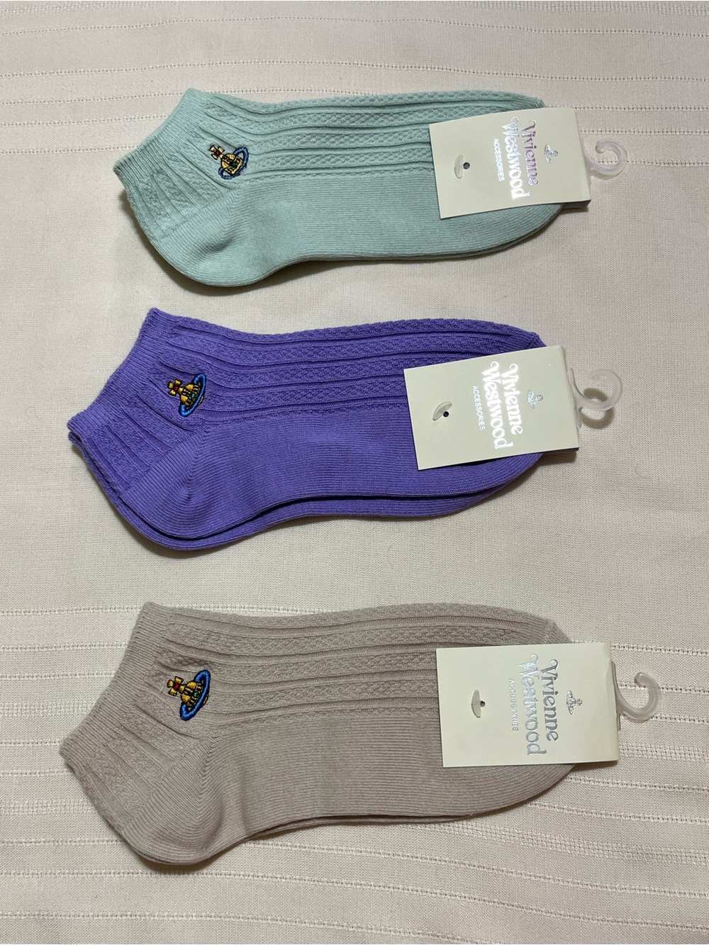 Vivienne Westwood Ankle Socks in Mint, Violet & Taupe - 3-Pack